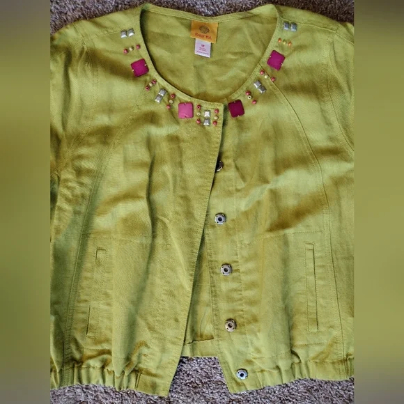Ruby Rd. Lime Green Jacket Blazer - Picture 4 of 14